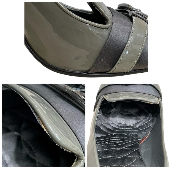 GUCCI Olive Green Gray Patent Leather Buckle Pumps US 9 - Picture 10 of 14